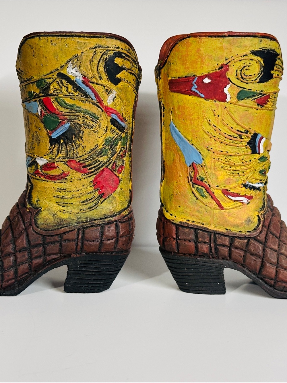 Decorative Miniature Cowboy & Indian Boot Figurines Vintage set